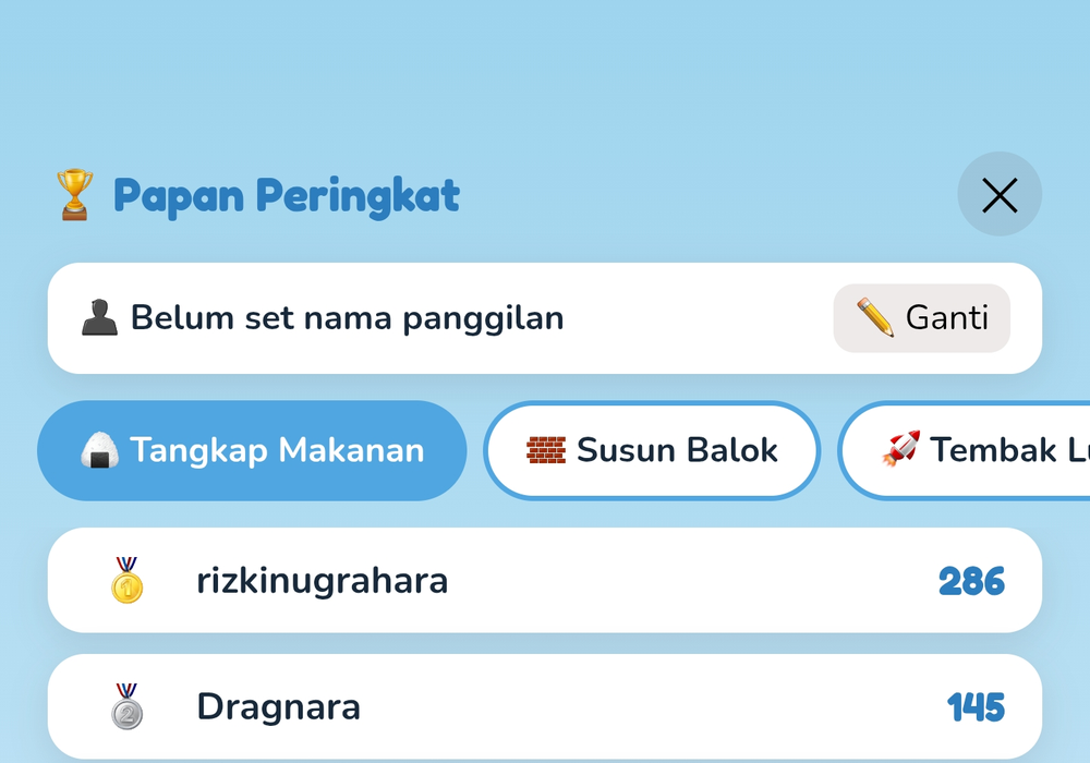 Screenshot papan peringkat
